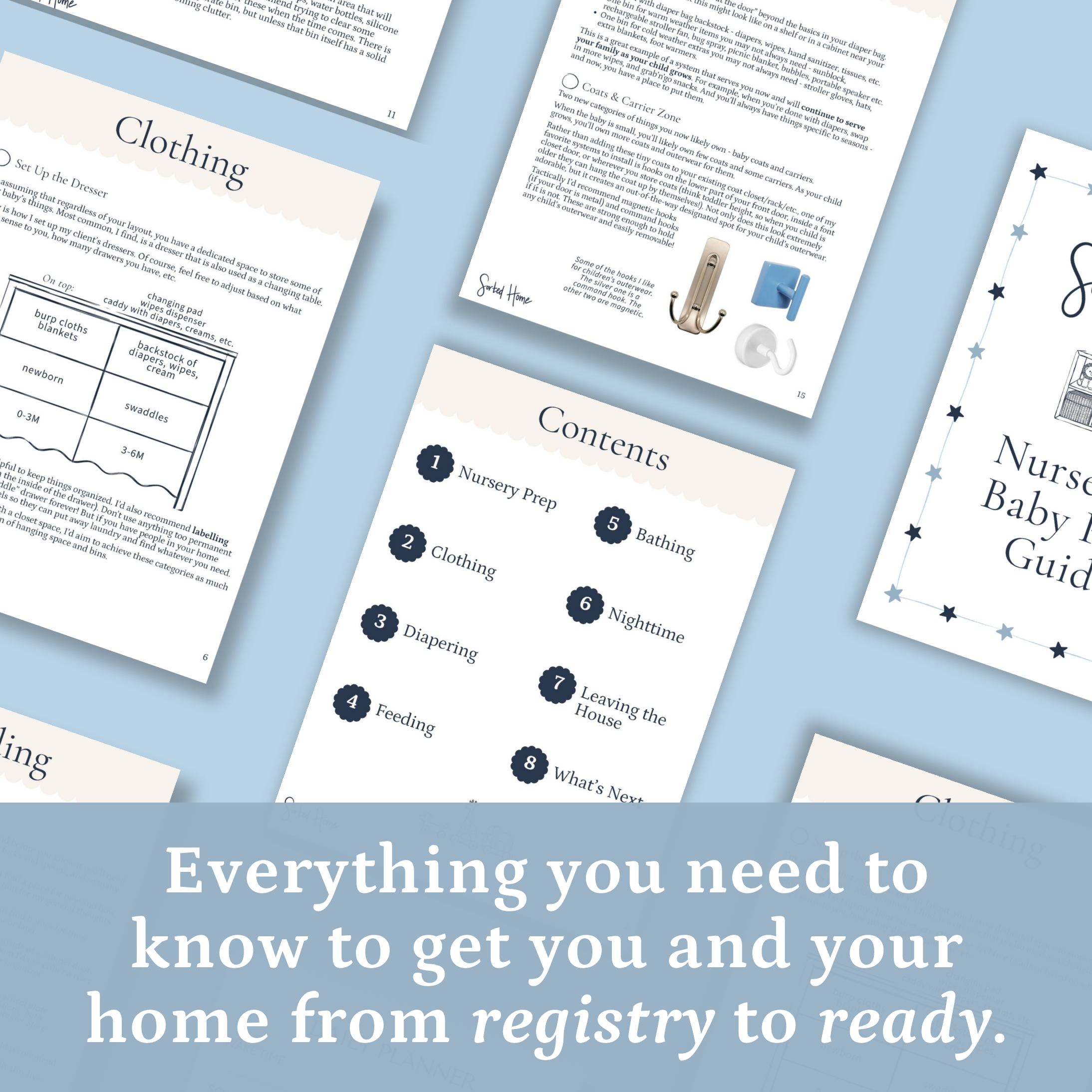 Interior pages of the Nursery & Baby Prep Home Setup Guide